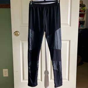 Faux leather polyster leggings s M Black